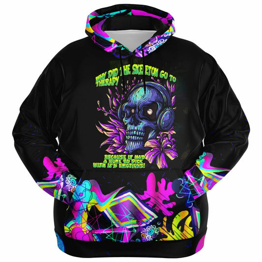 "Embrace Your Inner Strength: The Therapy Skull Athletic Plus-size Hoodie